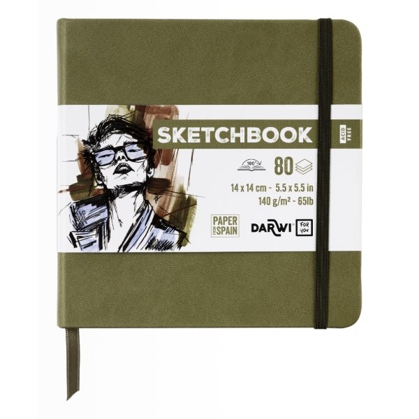 Skissbok Darwi for you 140g 14x14cm Khaki