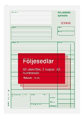 Blankett följesedel A5 3x50 numrerad