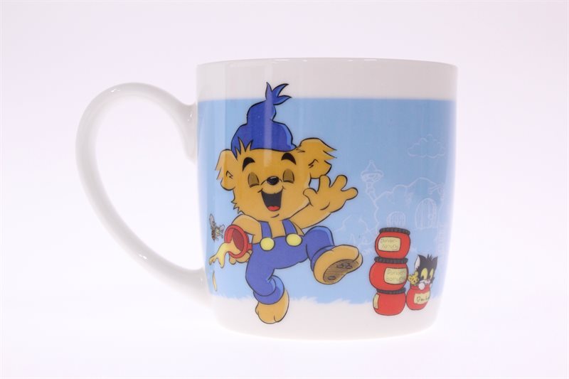 Porslinsmugg,  Bamse med dunderhonung, blå, 26 cl