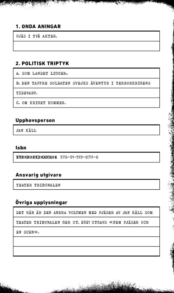 Onda aningar/Politisk triptyk