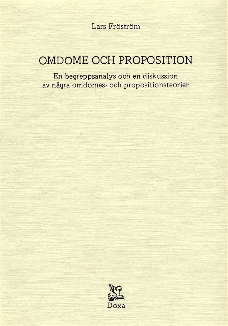 Omdöme och proposition - En begreppsanalys och en diskussion av några omdöm