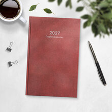 Dagbokskalender 2027 rött konstläder