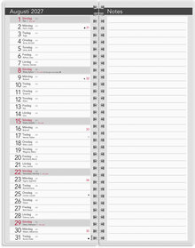 Bordskalender Elegant 2027 spiral
